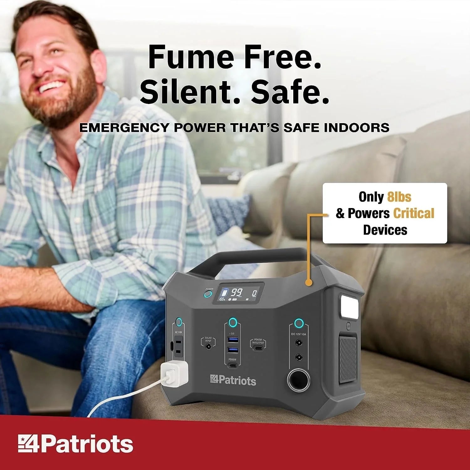 4Patriots Patriot Power Sidekick Solar Generator 300Wh Portable Power Station with 40W Solar Panel L604162