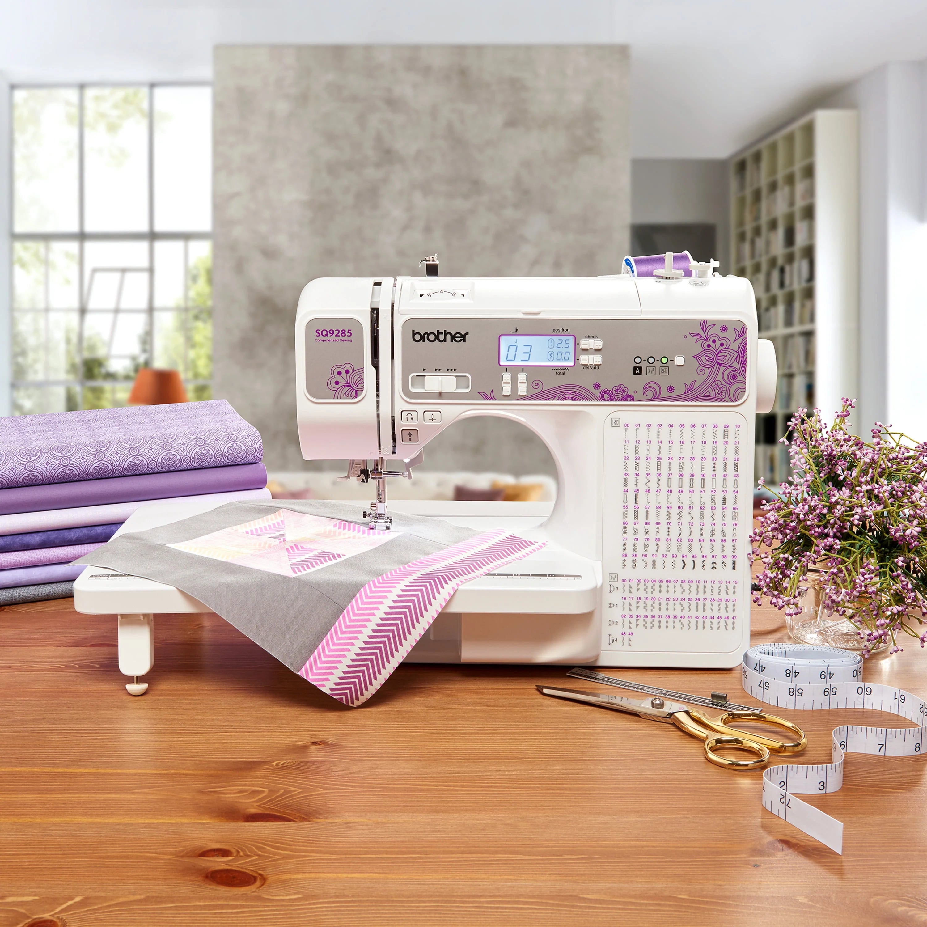 Brother SQ9285 Computerized Sewing and Quilting Machine with Wide Table U17478