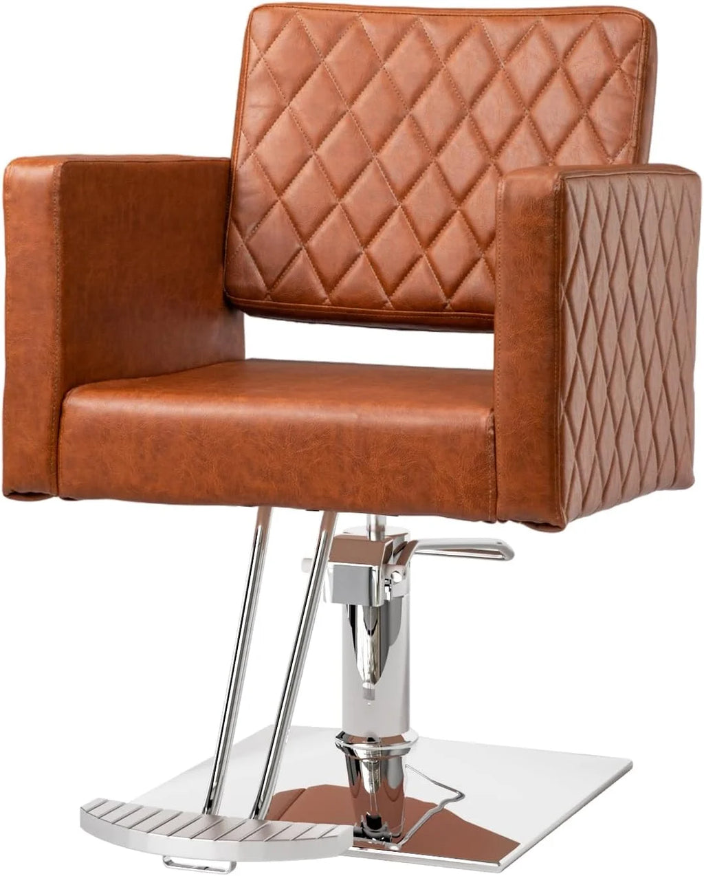 Salon Chair for Hair Stylist Wide Seat, Hydraulic Barber Chair with Aluminium Alloy Footrest, Brown Hair Salon Chair Styling Heavy Duty, Beauty Spa Cosmetology Shampoo Hairdressing Equipment