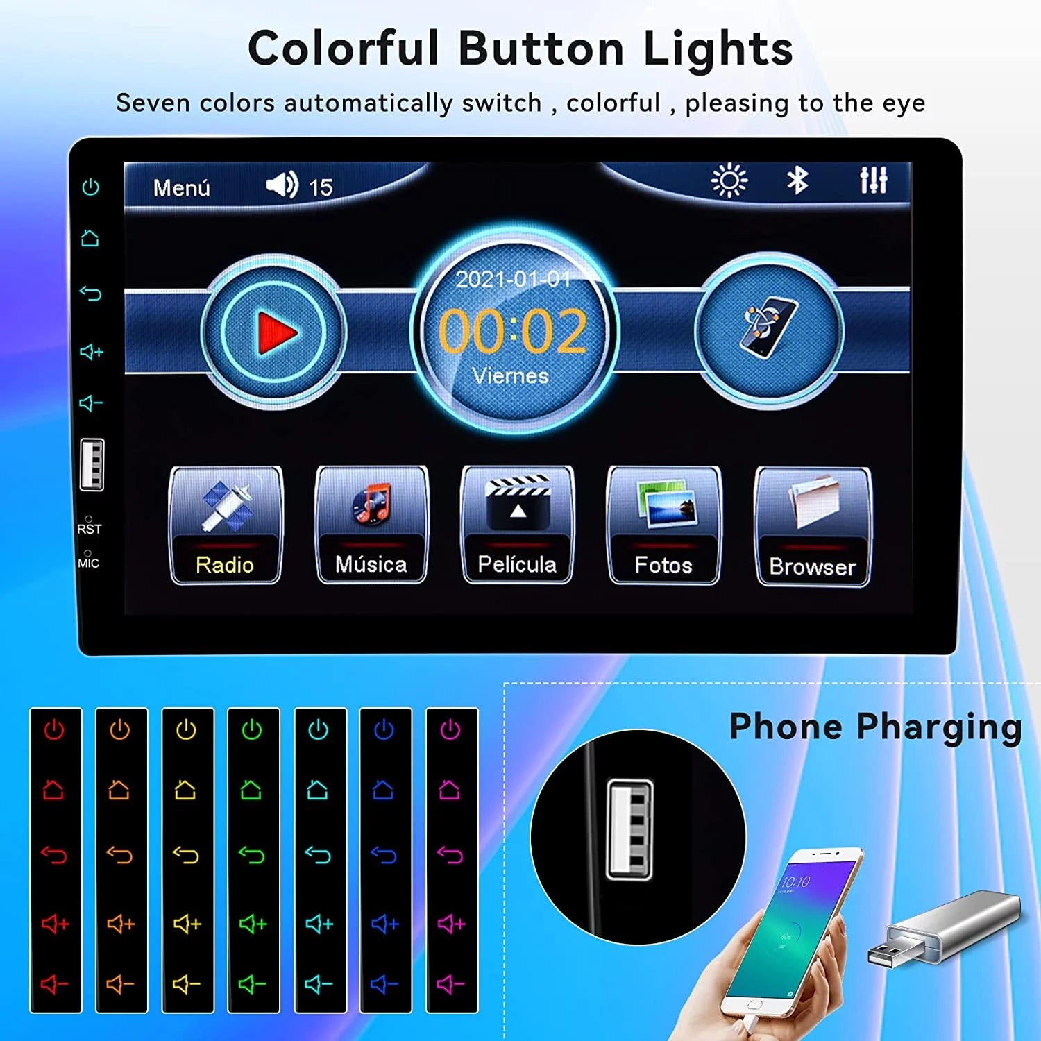 Podofo 1 Din 9" Car Stereo Touch Screen MP5 Player with Bluetooth, Mirror Link & Rearview Camera X115387