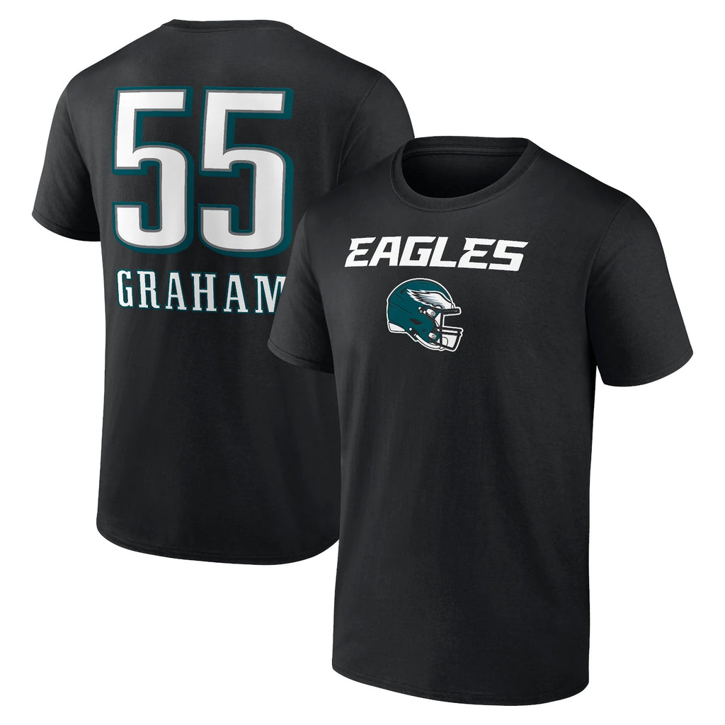 Men's Fanatics Branded Brandon Graham Black Philadelphia Eagles Wordmark Player Name & Number T-Shirt
