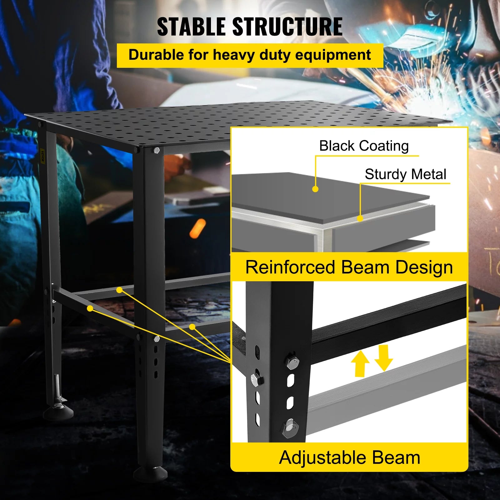 VEVORbrand Welding Table 36 x 24 Adjustable Workbench with Accessories Q27547