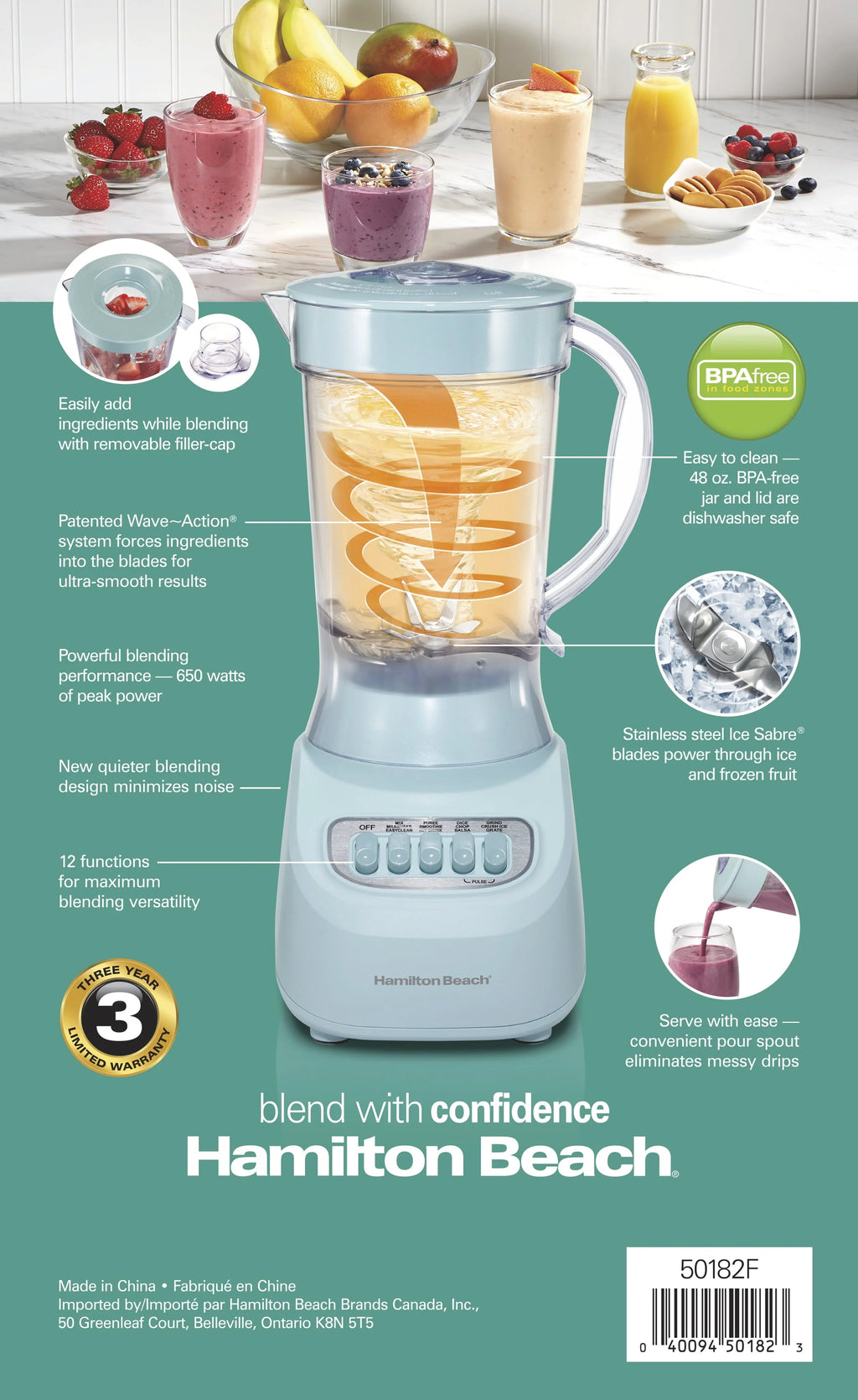 Hamilton Beach Smoothie Blender 48 oz Black N224
