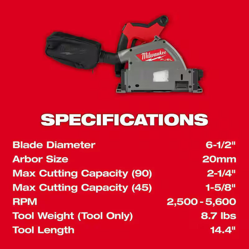 M18 FUEL 18V Brushless 6-1/2 in. Plunge Cut Track Saw with 55 in. Guide Rail Y405