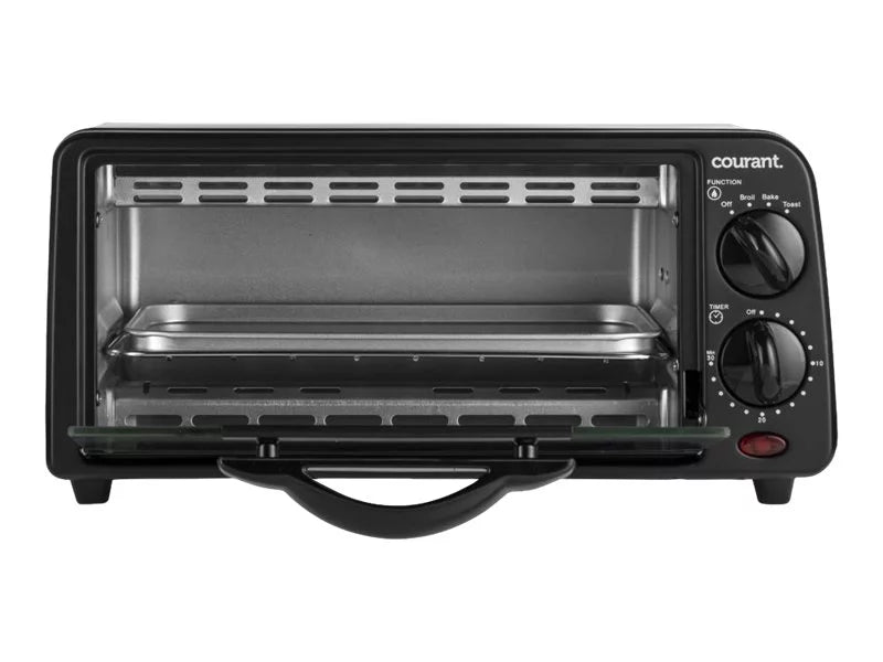 Courant TO-621K 2 Slice Compact Toaster Oven with Bake Tray and Toast Rack, Black Y37396