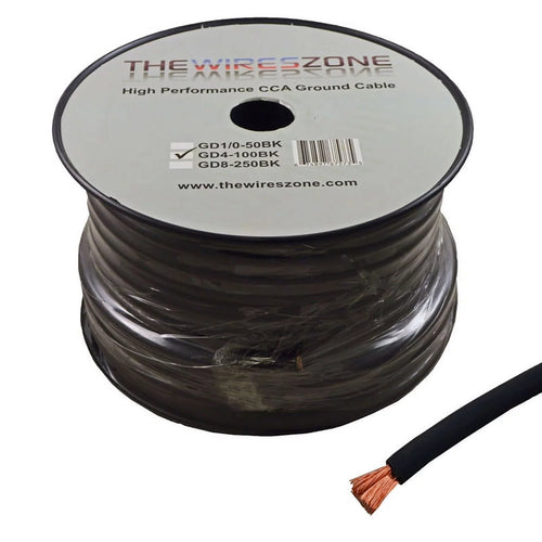 4 Gauge 100 Feet High Performance Flexi Amp Power/Ground Cable 4 AWG Wire Black
