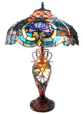 RADIANCE Goods Tiffany-Style 3 Light Victorian Double Lit Table Lamp 17" Shade