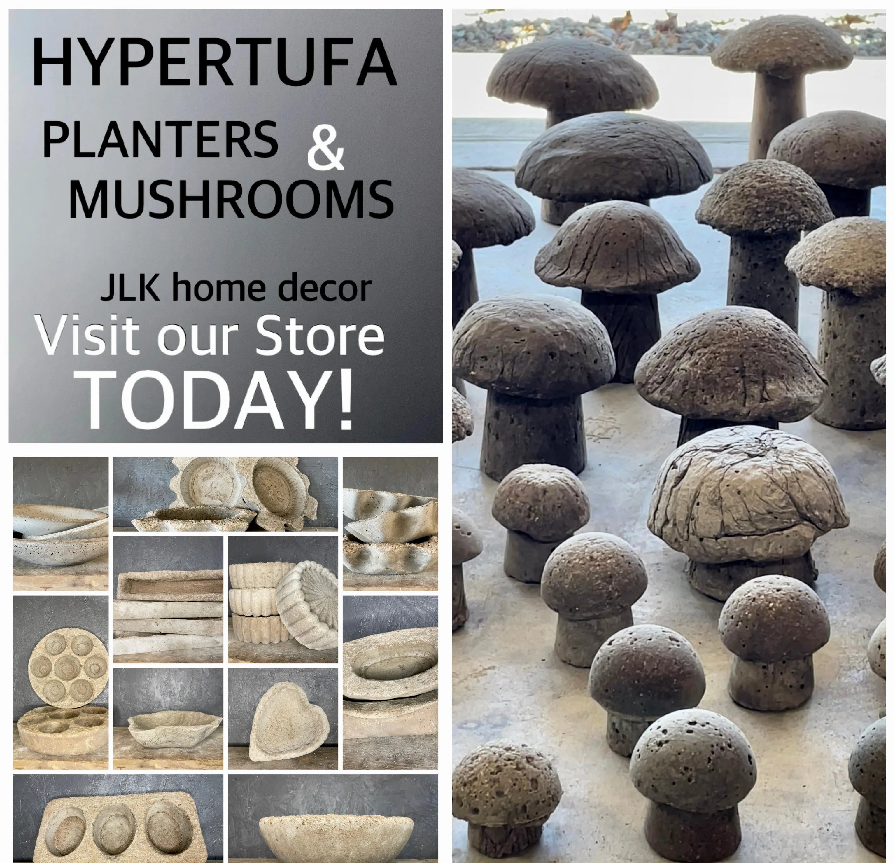 Cement Mushrooms Hypertufa Garden Decor for Fairy Garden D405