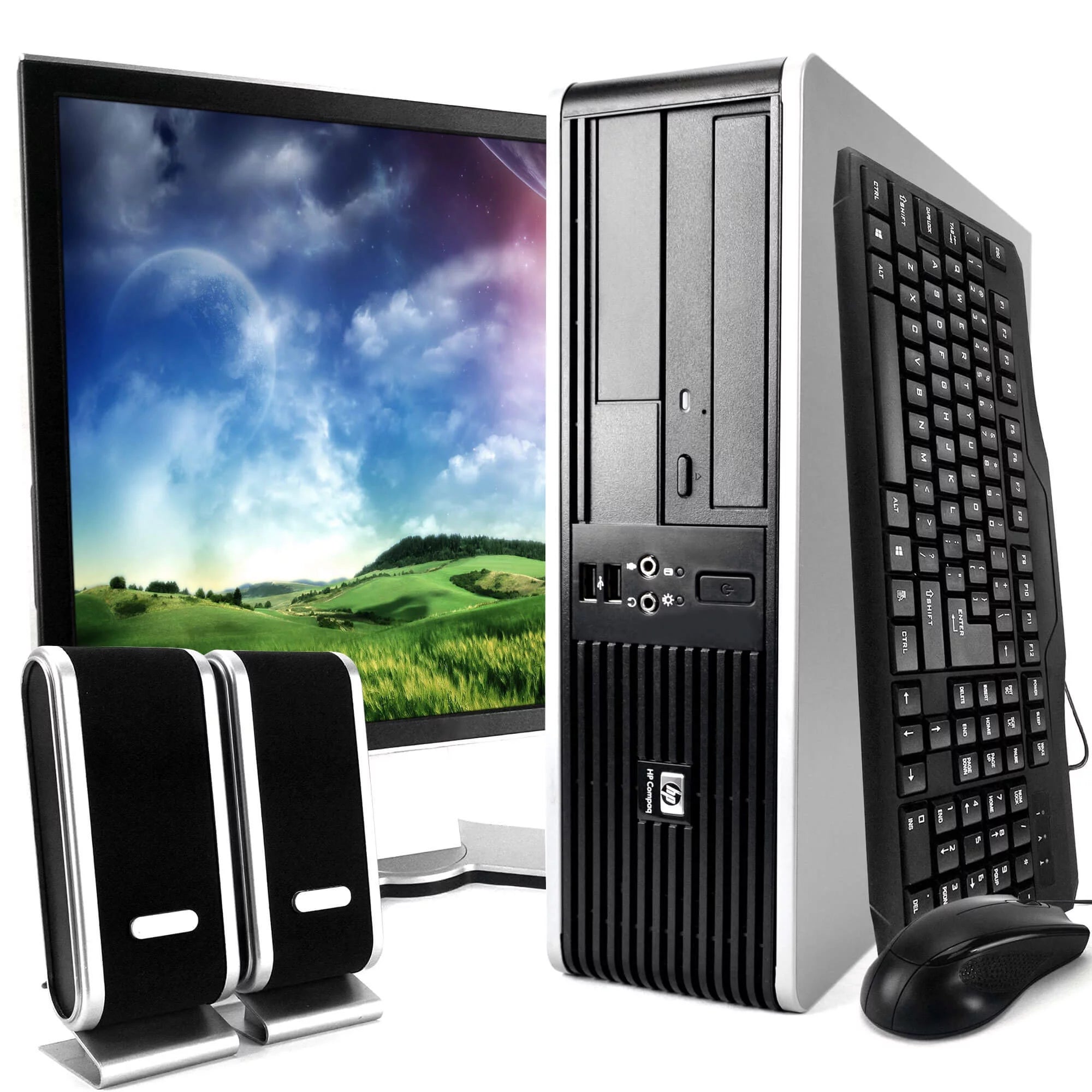 HP Compaq DC5800 Desktop Intel Core 2 Duo 2.4GHz 4GB RAM 500GB HDD DVD Windows 10 Home 19" Monitor, Keyboard, Mouse, Speaker Bundle WiFi