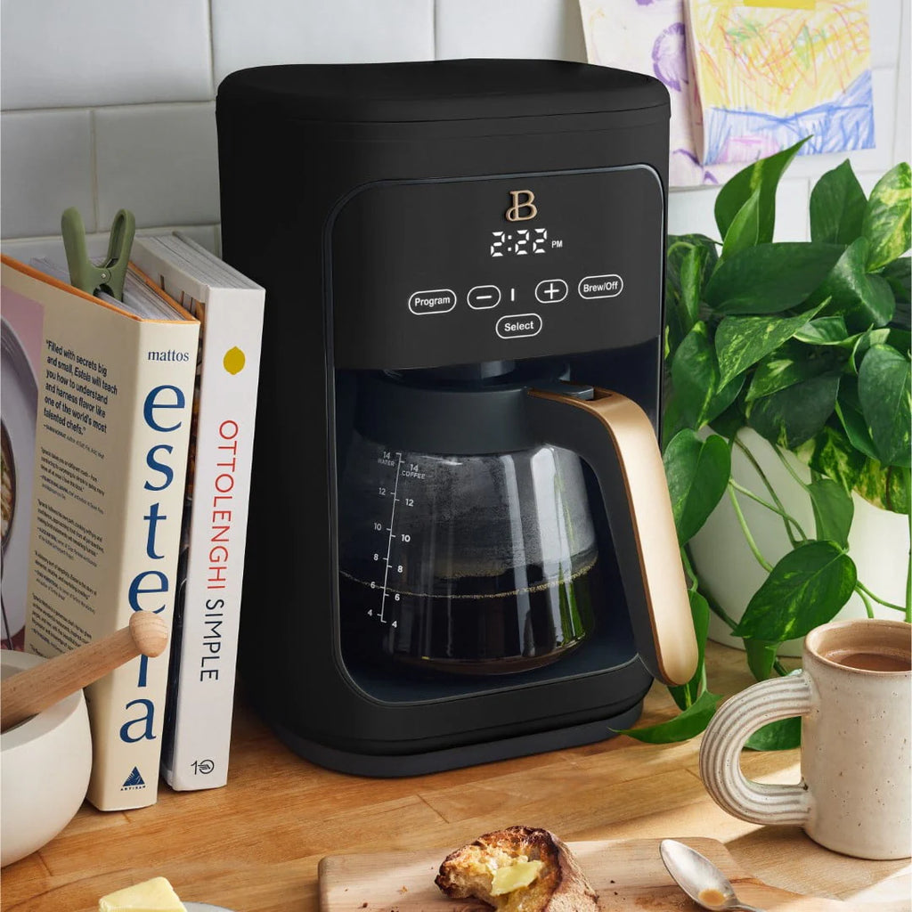 Beautiful 14-Cup Programmable Drip Coffee Maker with Touch Display, White Icing by Drew Barrymore F83994