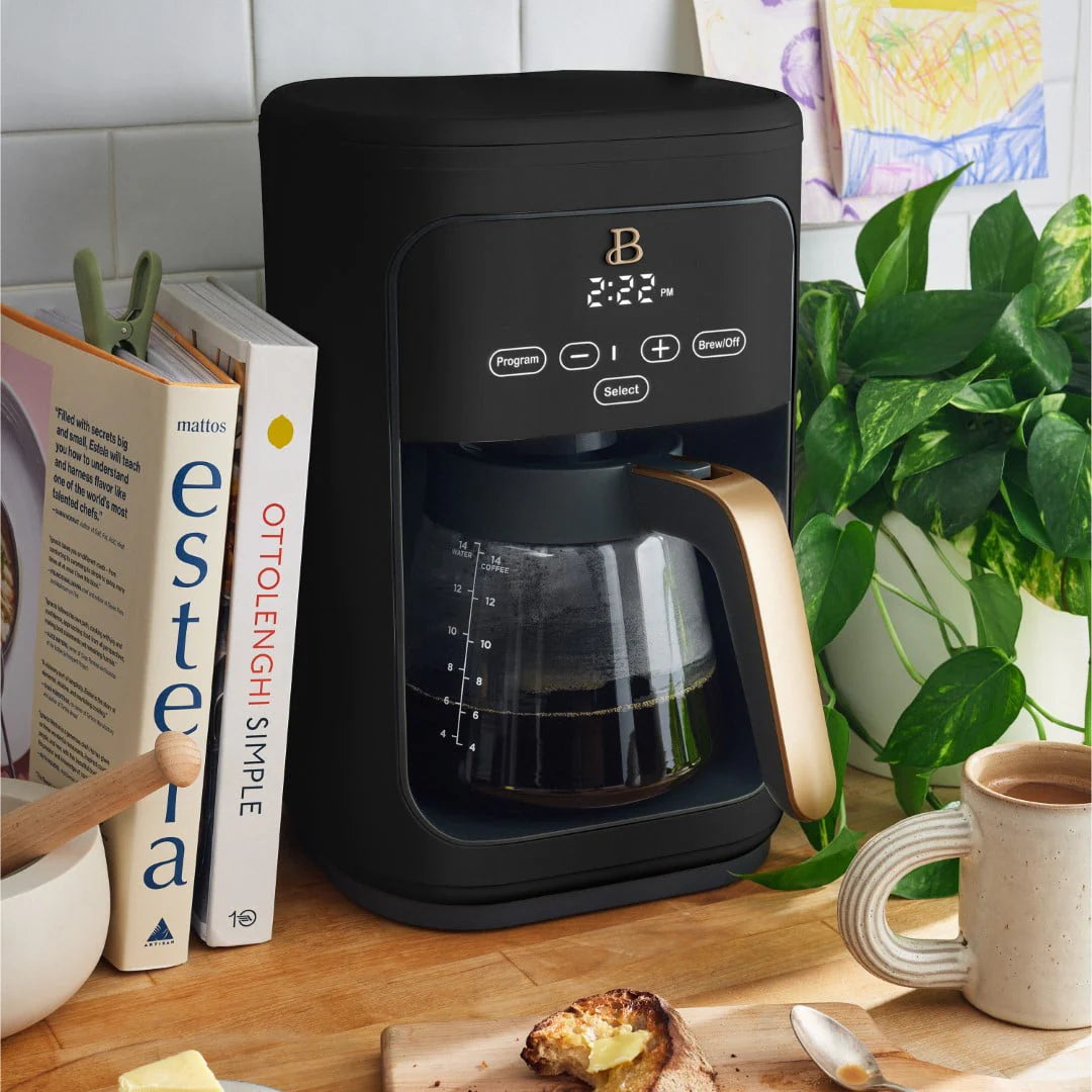Beautiful 14-Cup Programmable Drip Coffee Maker with Touch Display, White Icing by Drew Barrymore F83994