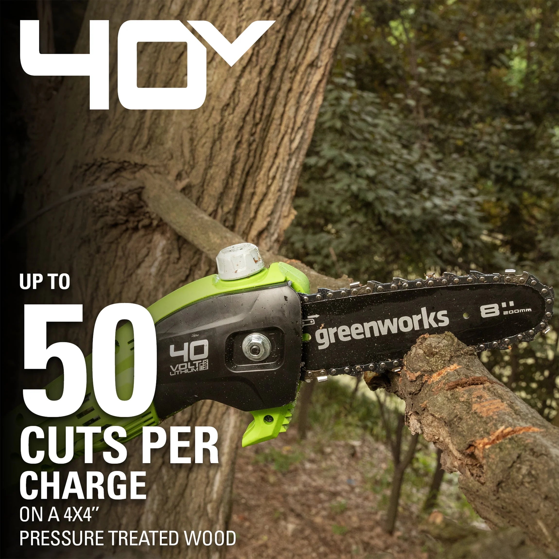 Greenworks 40V 8" Cordless Pole Saw with Battery and Charger T67663