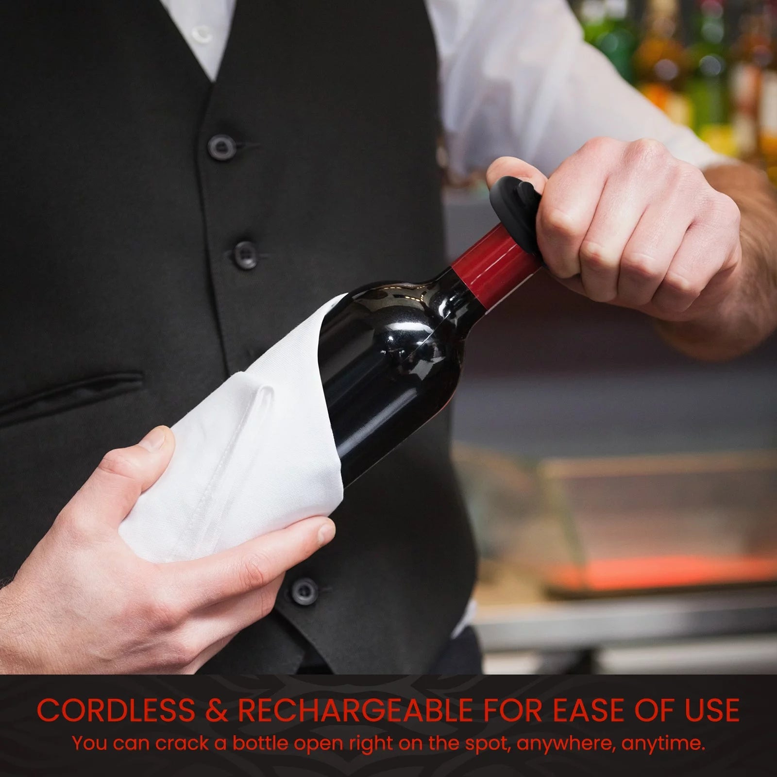 SETORIS Electric Wine Opener with Foil Cutter, Rechargeable Stainless Steel P59641
