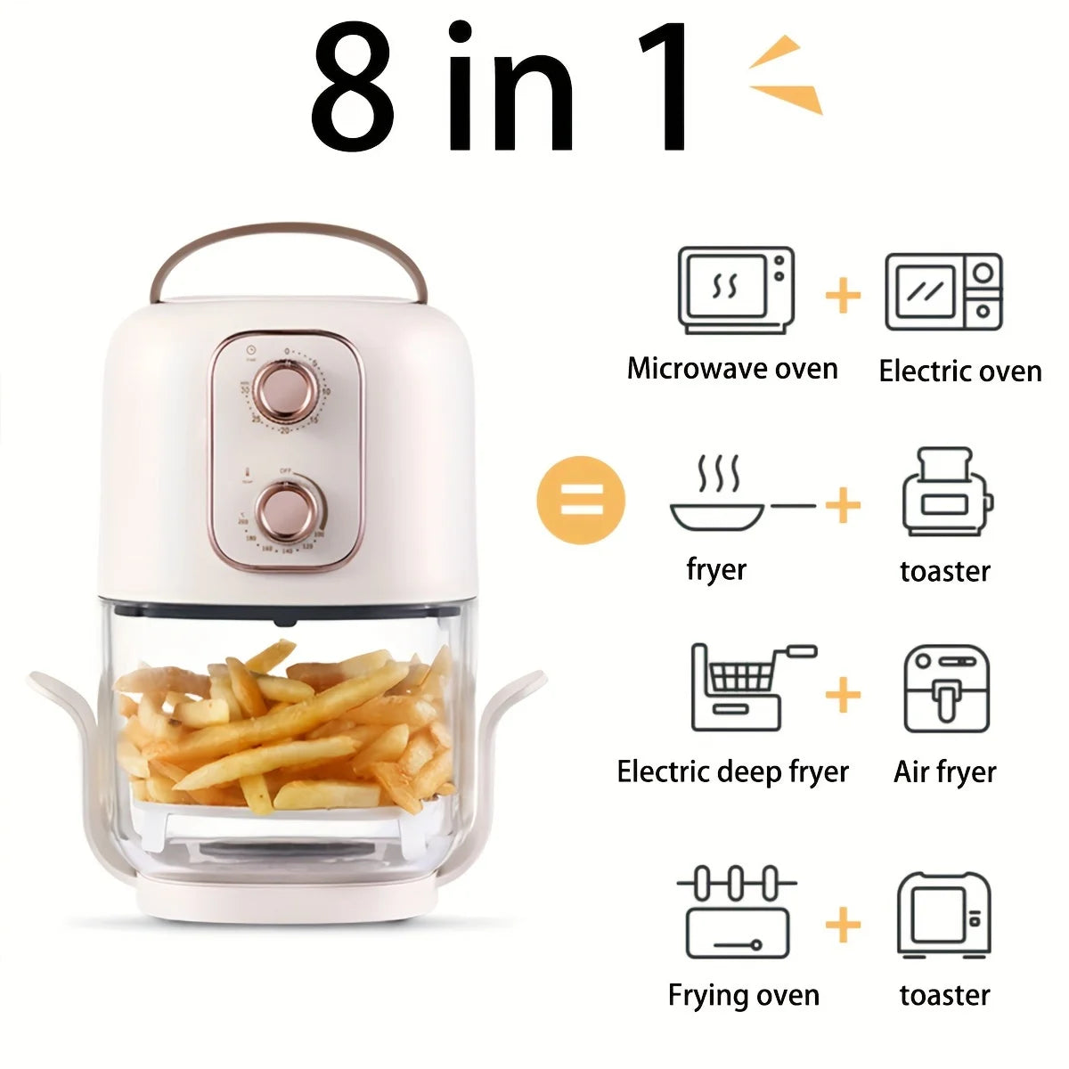 Air Fryer 2.4QT 7-in-1 Visual Electric Fryer 680W C43175