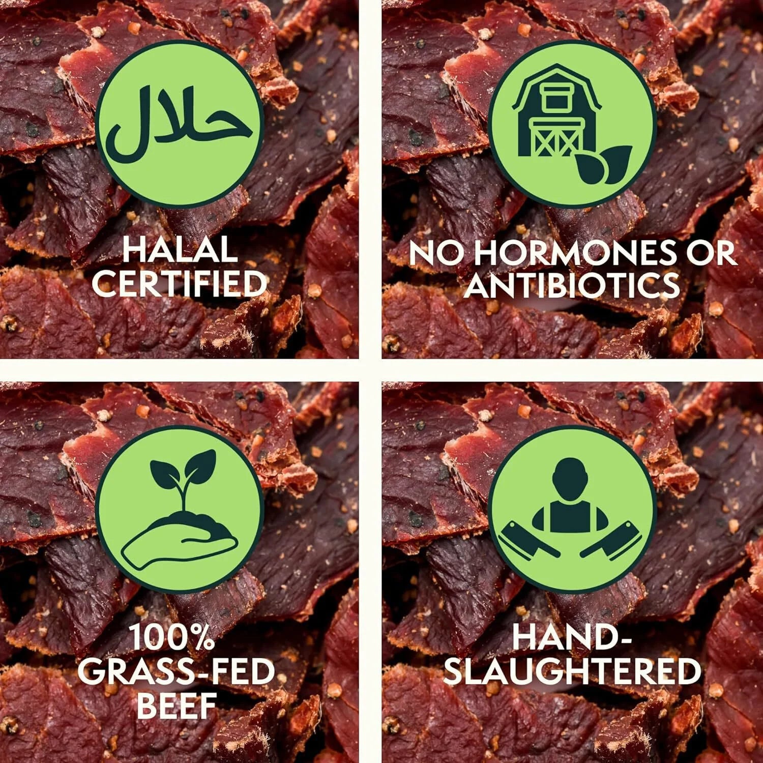 BOXED HALAL Premium 100% Grass-Fed Jalapeño Garlic Beef Jerky, 13g Protein, Keto Friendly, 3 Oz. Bags (3 Pack) G829