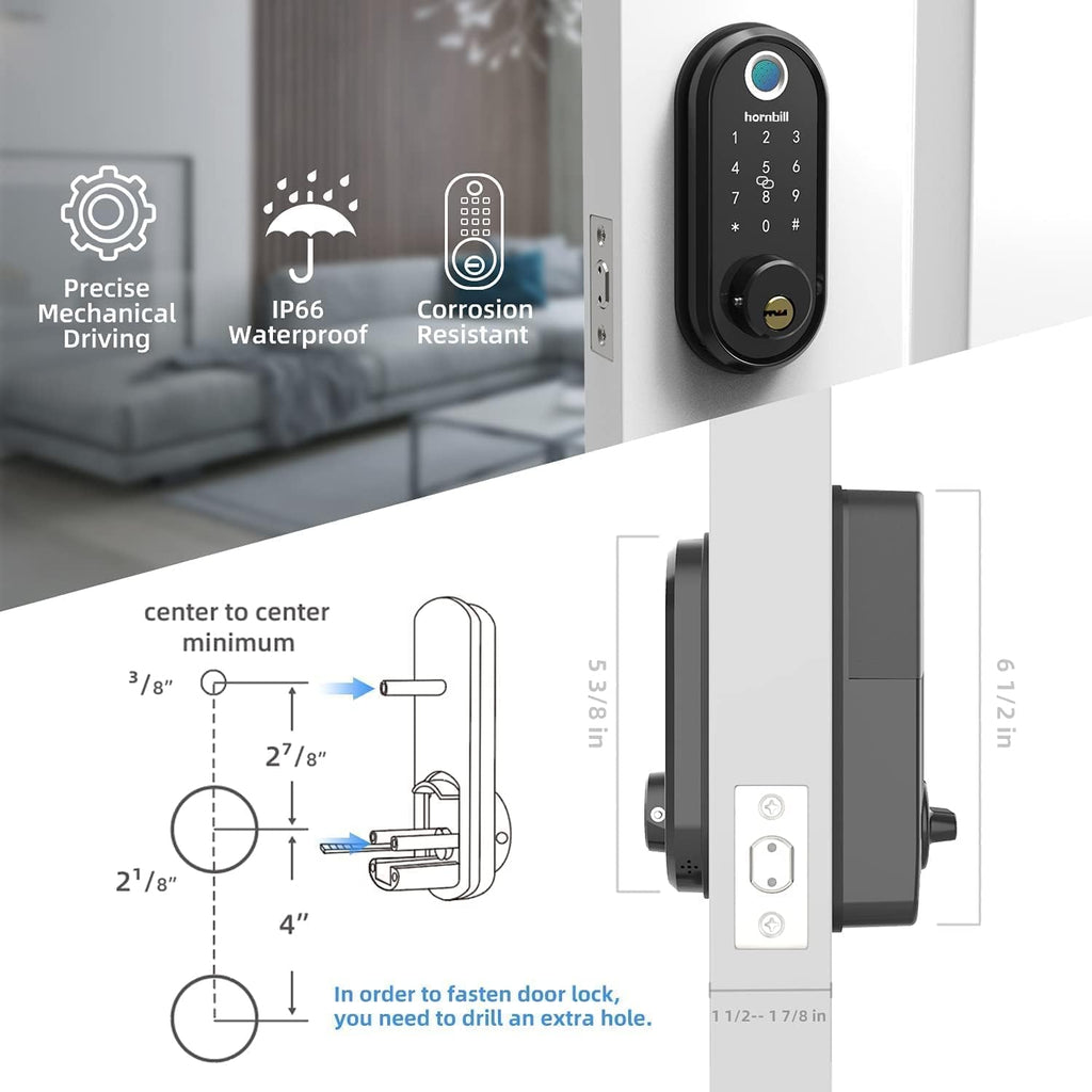 hornbill 7-in-1 Smart Lock with Fingerprint, Keyless Entry Deadbolt W87241