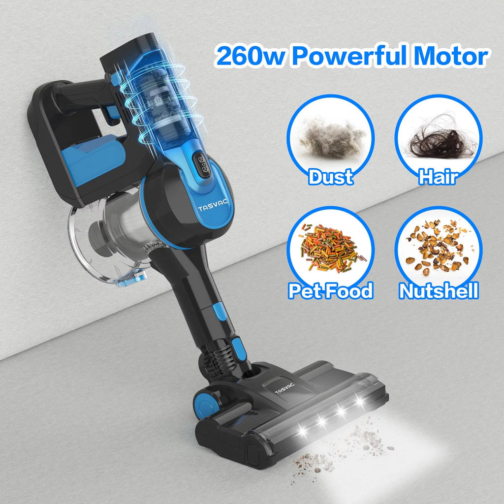 TASVAC Portable Stick Vacuum Cleaner, 260W Cordless Lightweight, 23Kpa, 50min Runtime J6230