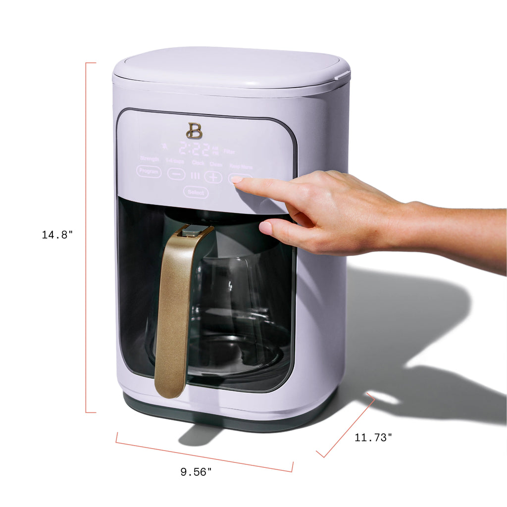 Beautiful 14-Cup Programmable Drip Coffee Maker with Touch Display, White Icing by Drew Barrymore F83994
