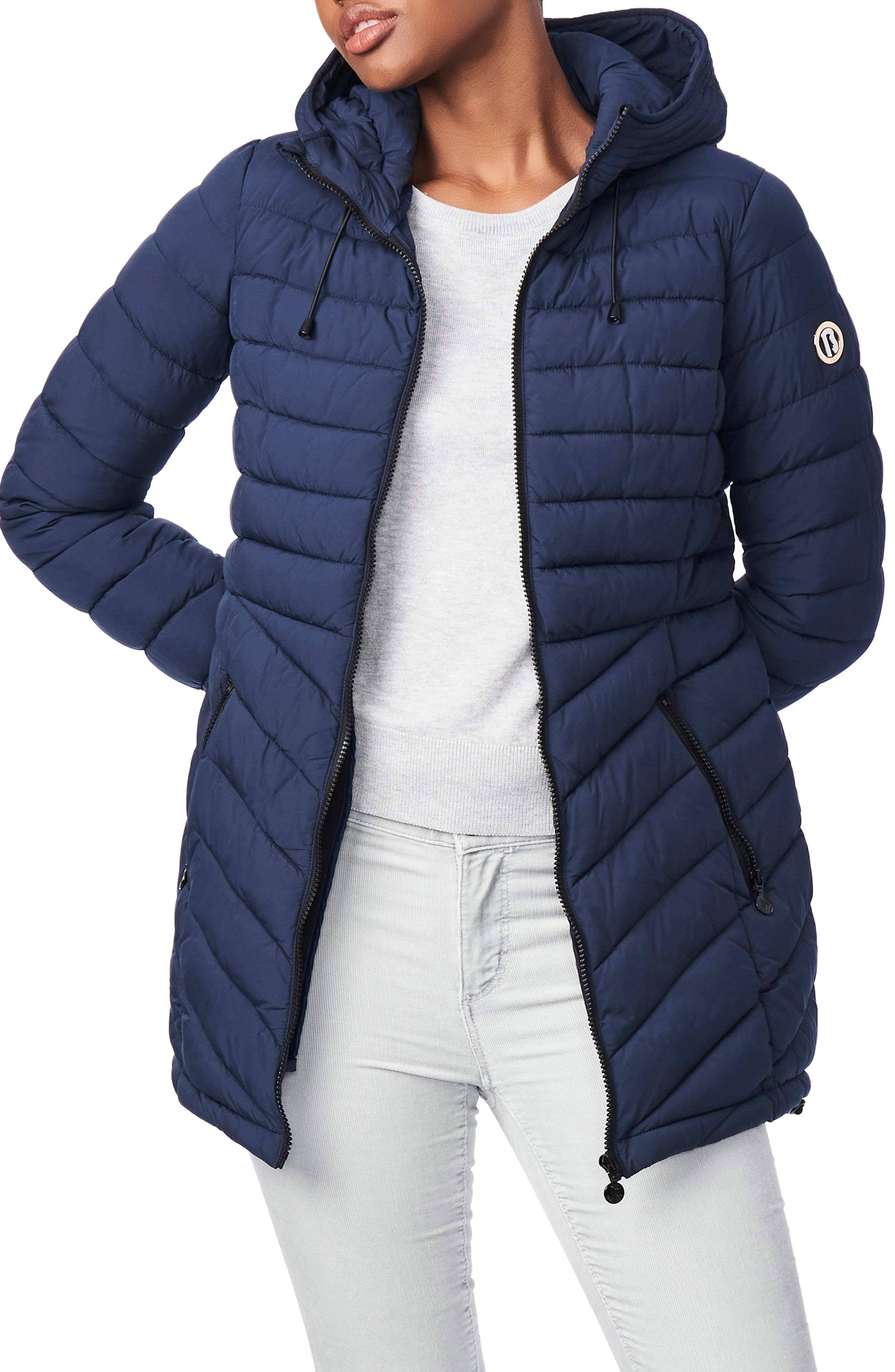 Bernardo EcoPlume Quilted Micro Touch Coat Black N42255