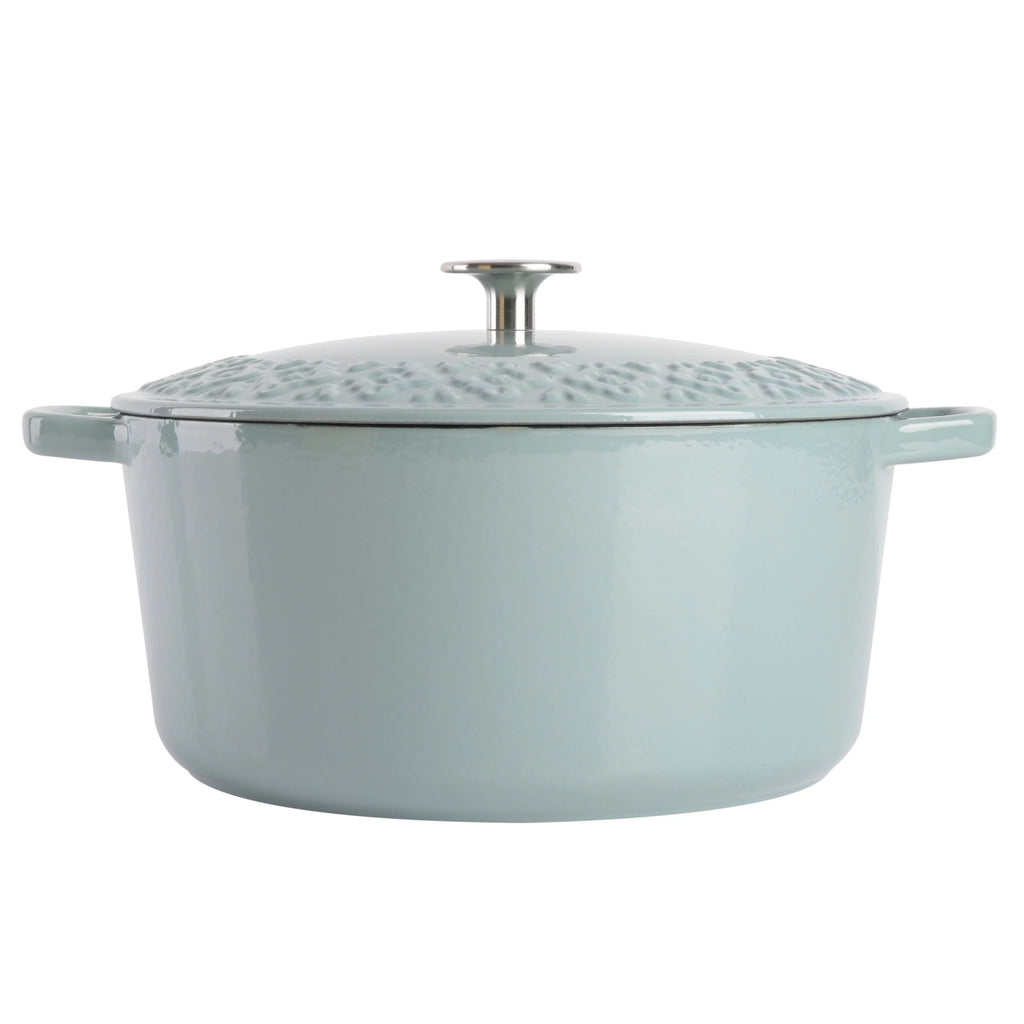 Spice by Tia Mowry Savory Saffron 6-Quart Cast Iron Dutch Oven, Aqua Blue K348