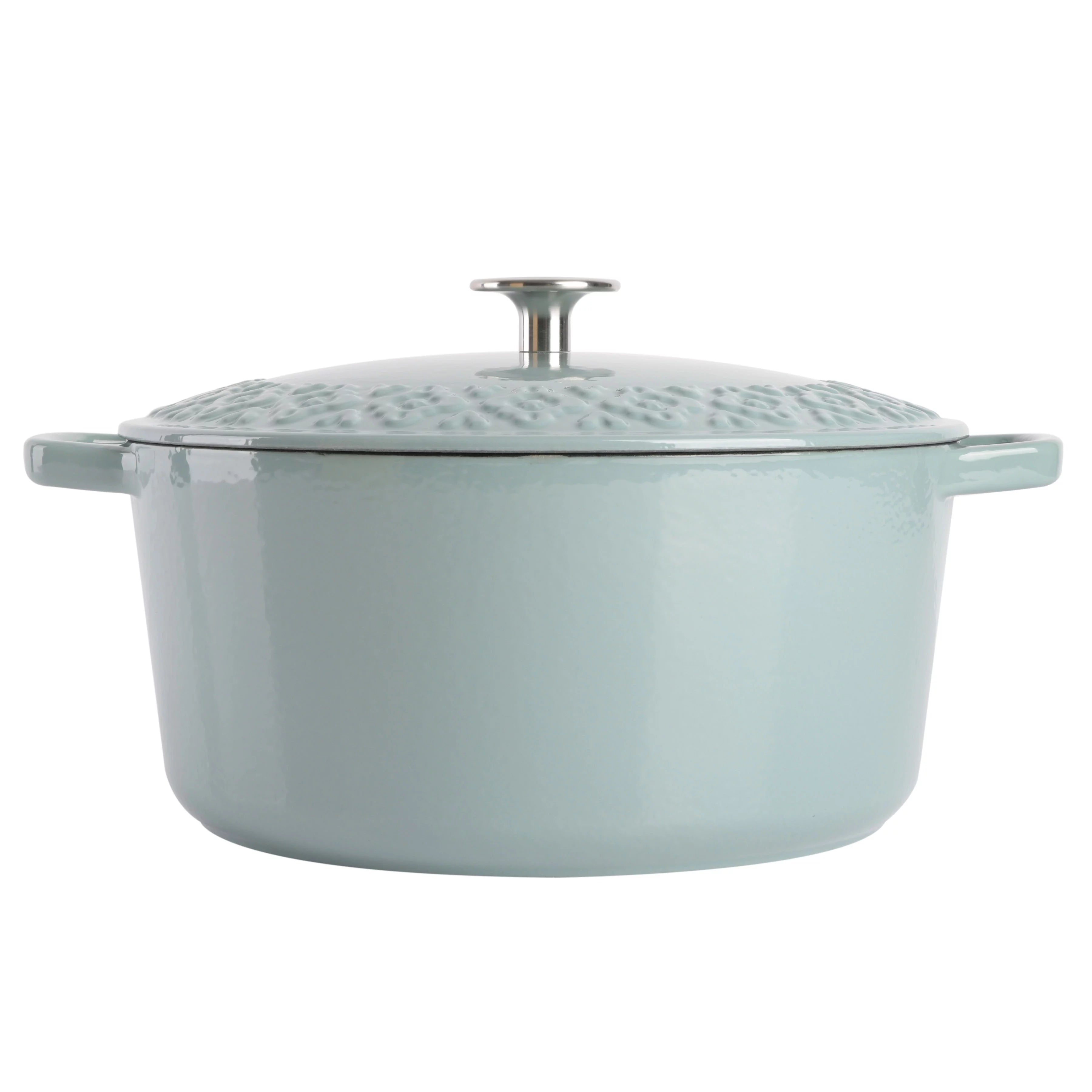 Spice by Tia Mowry Savory Saffron 6-Quart Cast Iron Dutch Oven, Aqua Blue K348