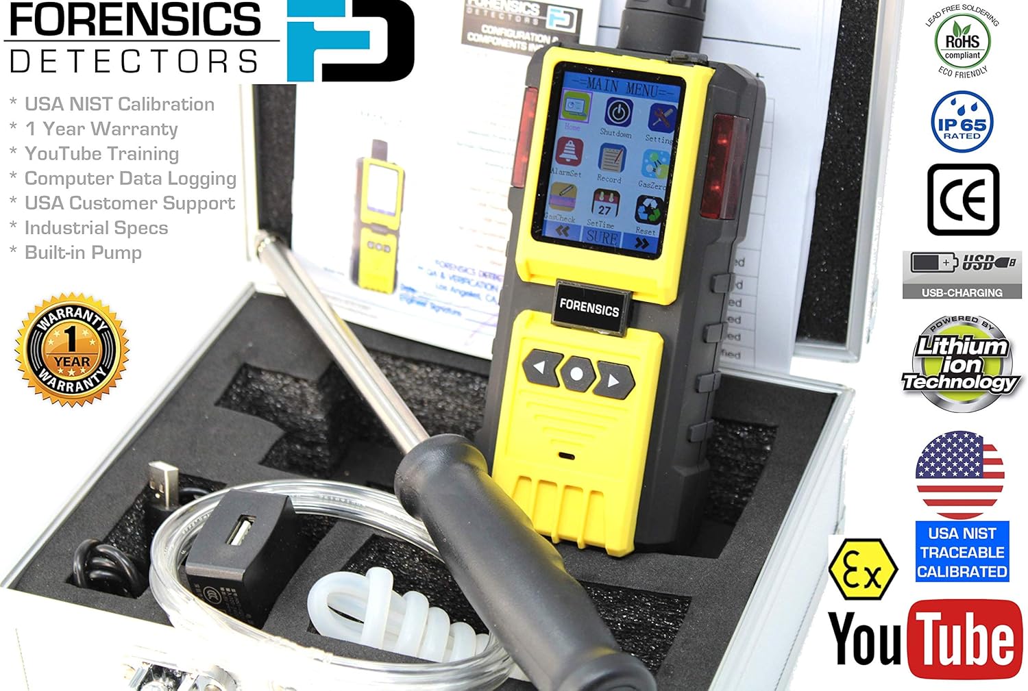 Combustible Gas Detector and Analyzer by Forensics with NIST Calibration H303