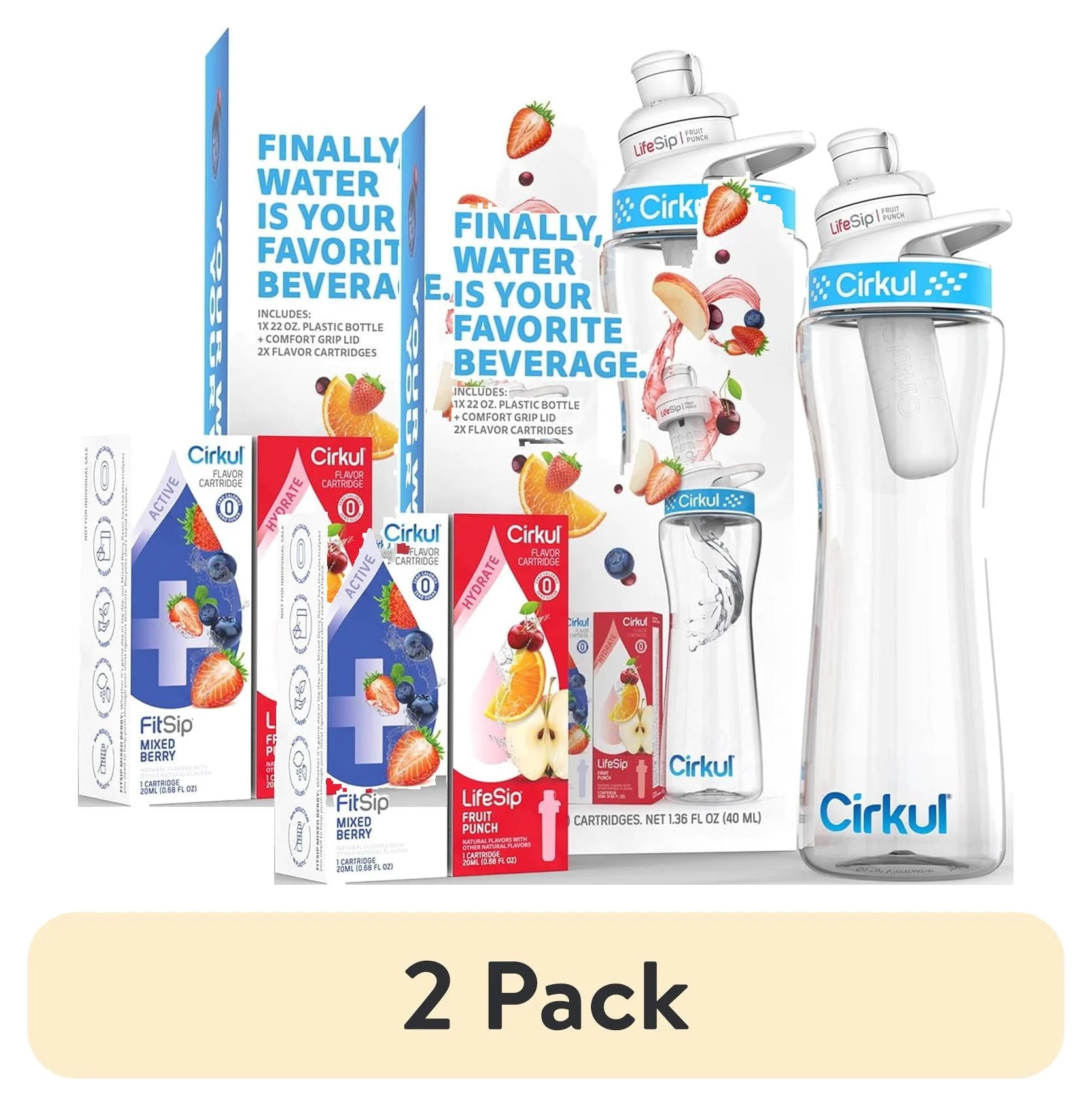 Cirkul 22oz Plastic Water Bottle Starter Kit with 2 Flavor Cartridges Z916327