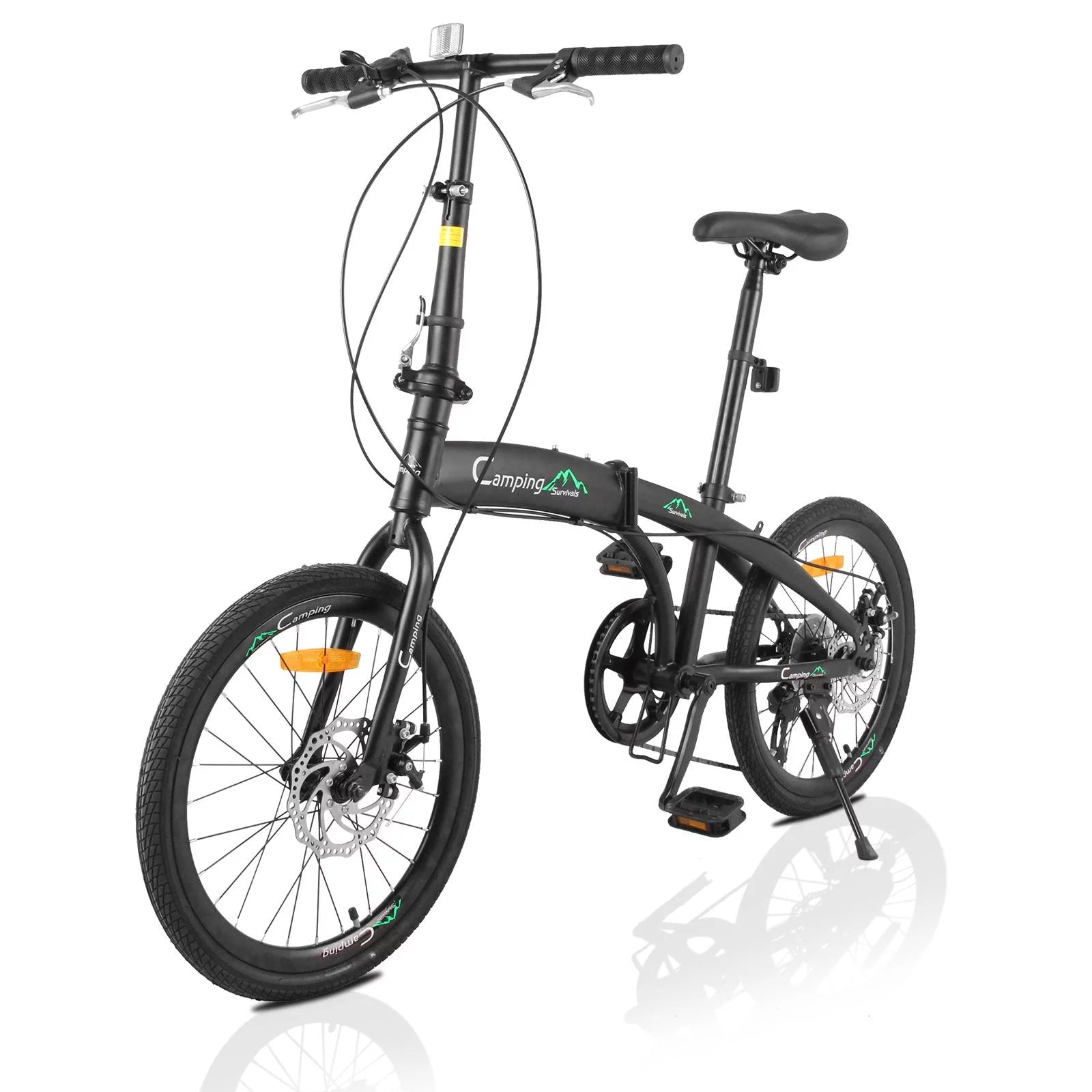 Zimtown 20 Adult Folding Bike, 7 Speed Shimano Lightweight City Commuter Bicycle, Black