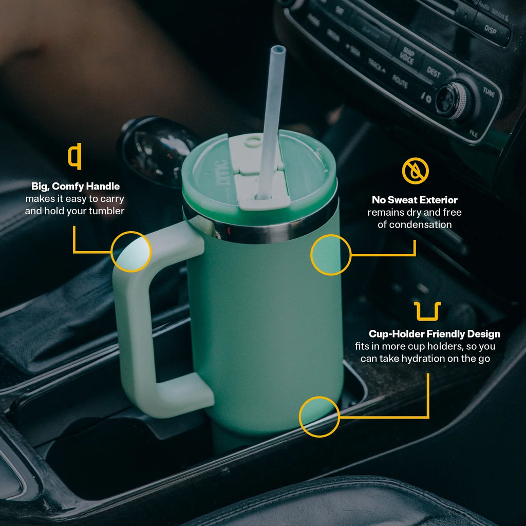 RTIC 40 OZ Ceramic Lined Tumbler with Straw, Lagoon R39940