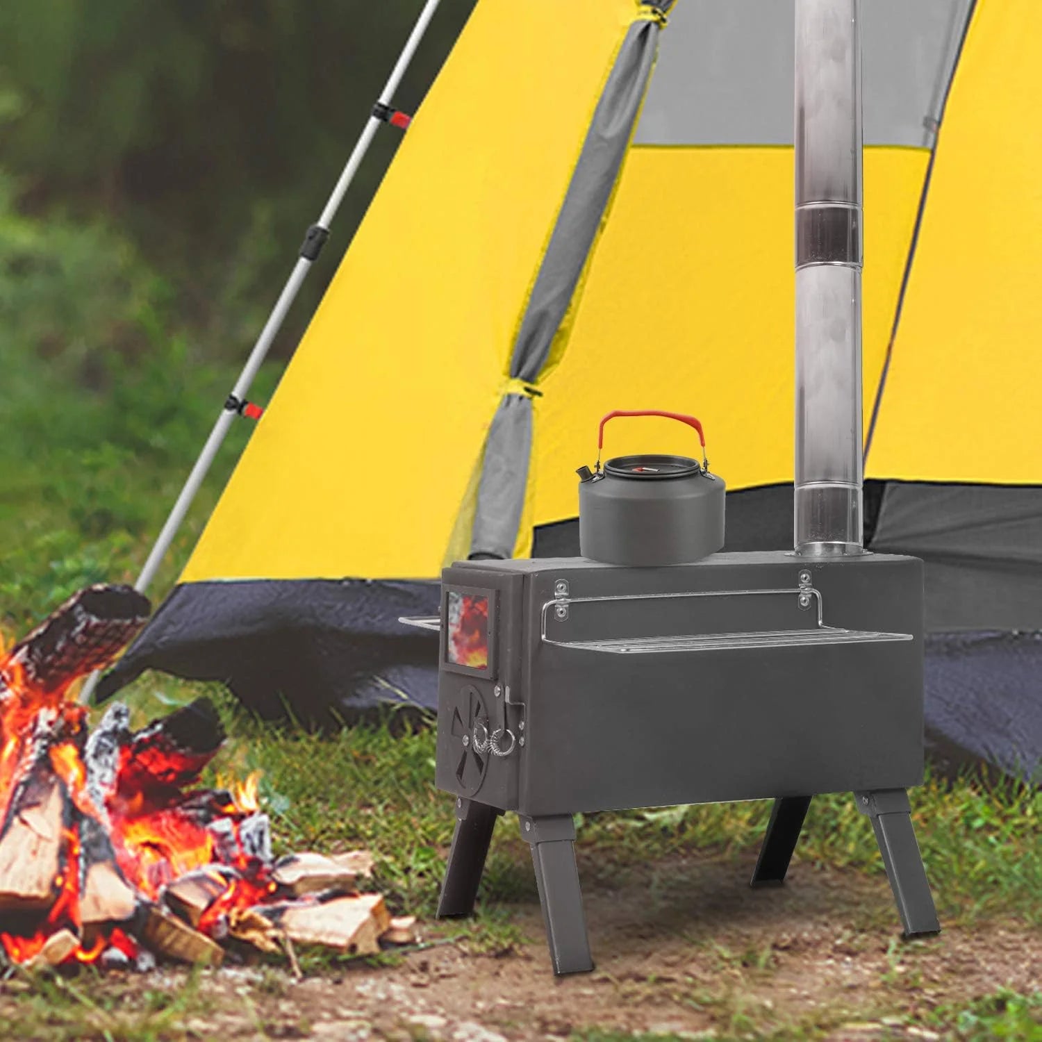 ENSTVER Camping Wood Stove for Tent, Portable Outdoor Cooking and Heating Z146387