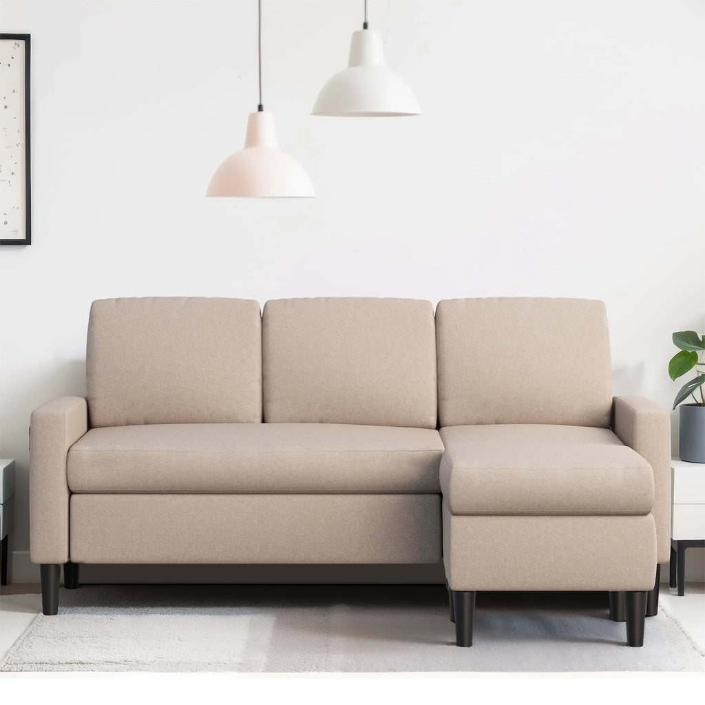 Walsunny Convertible Sectional Sofa Couch, L-Shaped with Reversible Chaise, Grayish Black A704