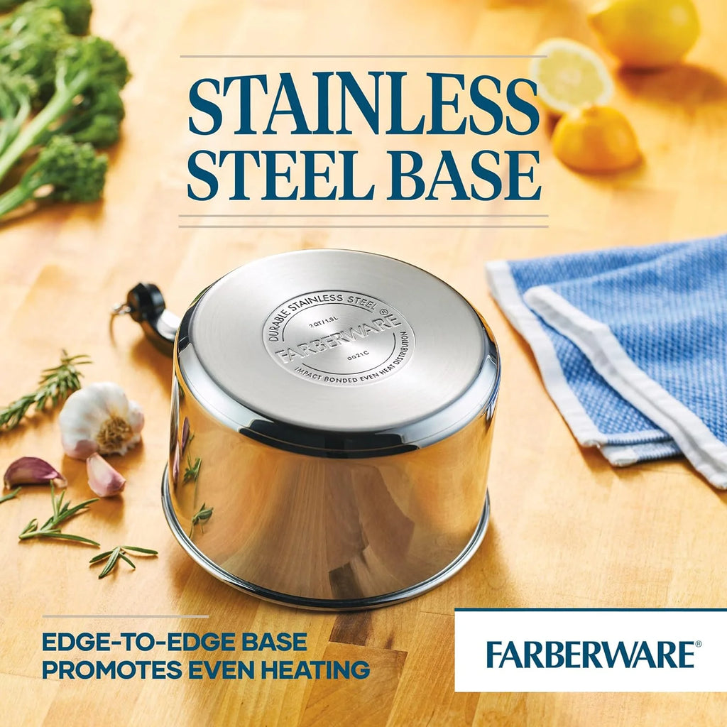 Farberware Classic Stainless Steel Saucepan with Lid, 3 Quart E8869