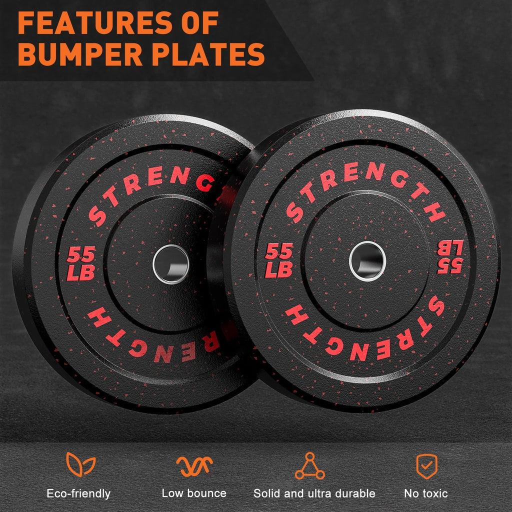 GIKPAL Olympic Bumper Plates, 10lb to 55lb, High-Bounce Rubber Weight Plates E623440