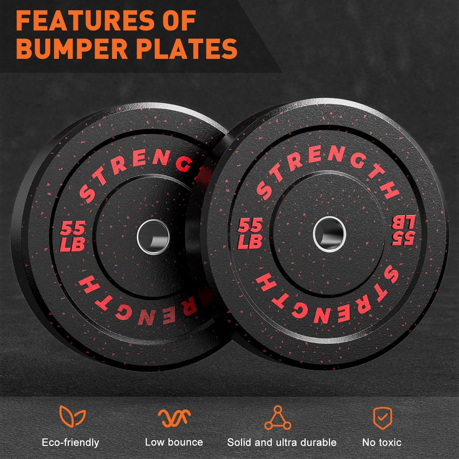 GIKPAL Olympic Bumper Plates, 10lb to 55lb, High-Bounce Rubber Weight Plates E623440