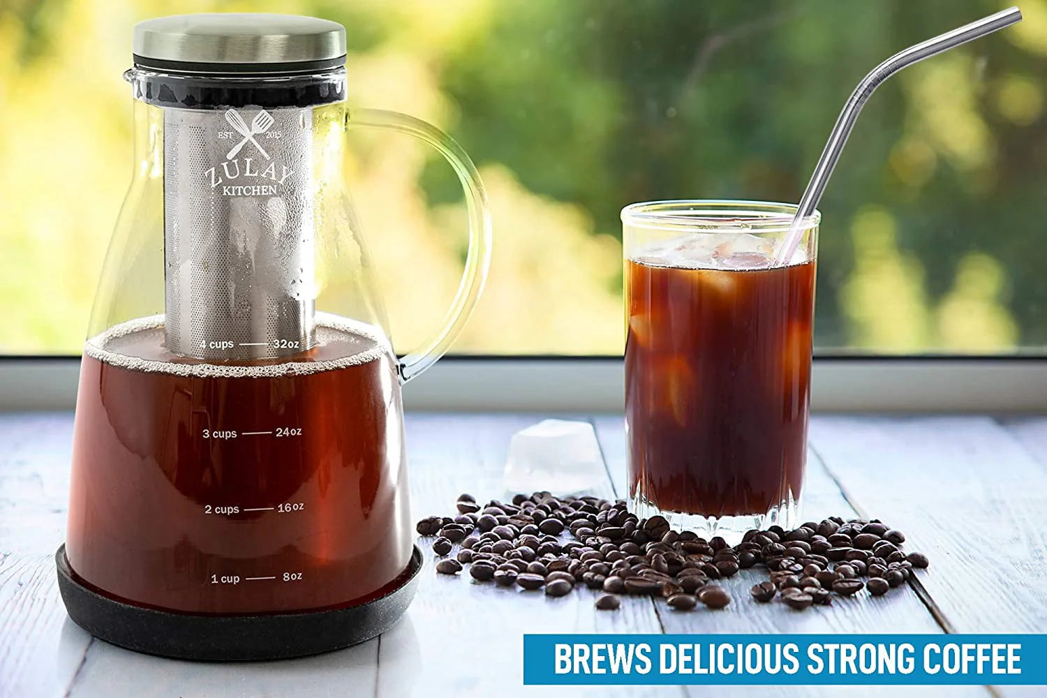 Zulay Kitchen 1 Gallon Cold Brew Coffee Maker with Glass Pitcher and Steel Filter S311521
