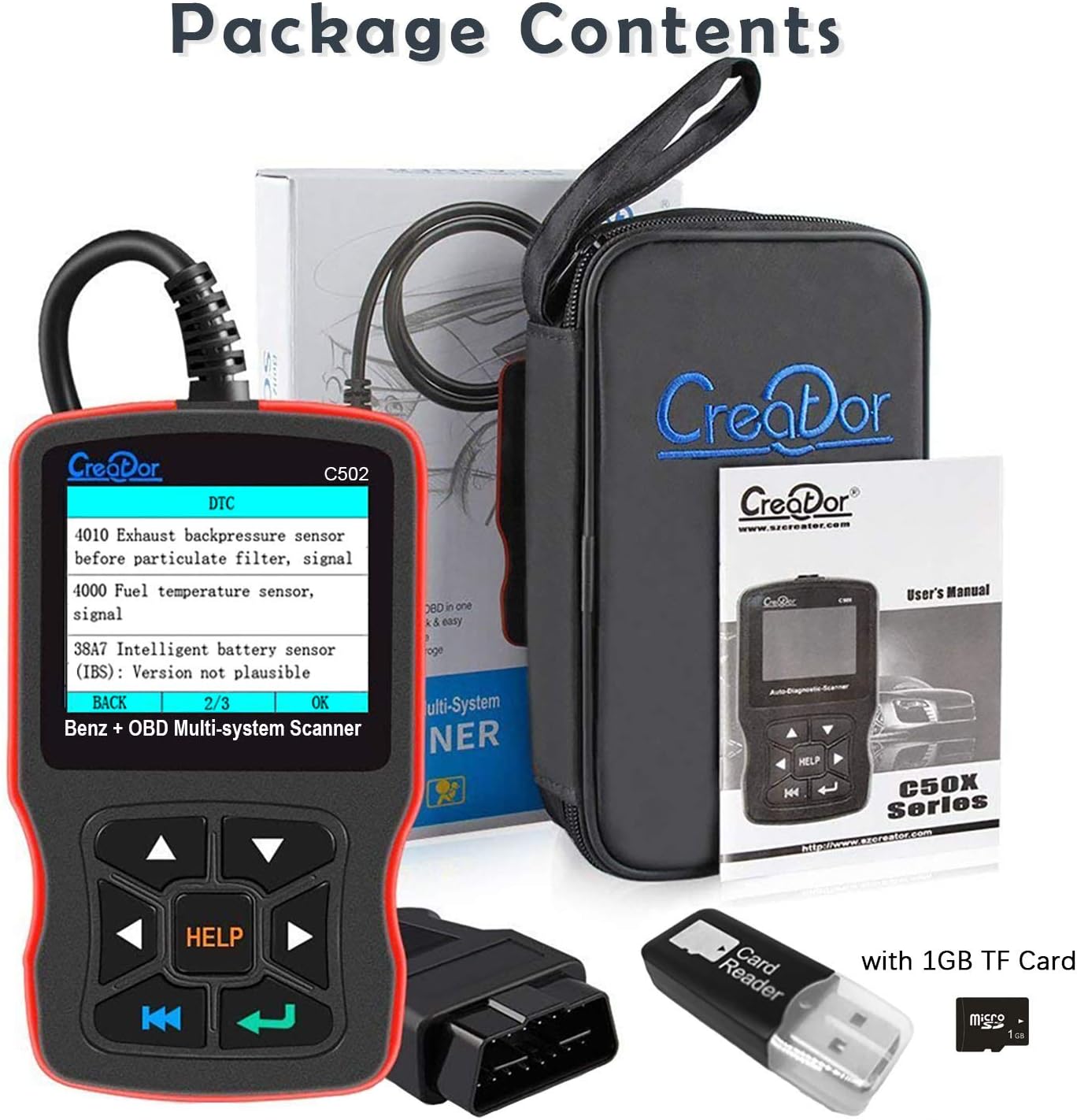 Creator C502 OBD2 Scanner for Mercedes Benz ABS SRS Transmission J56875