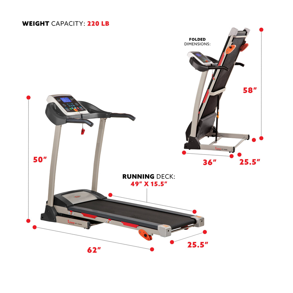 Sunny Health & Fitness Folding Treadmill with Manual Incline SF-T4400 M524297