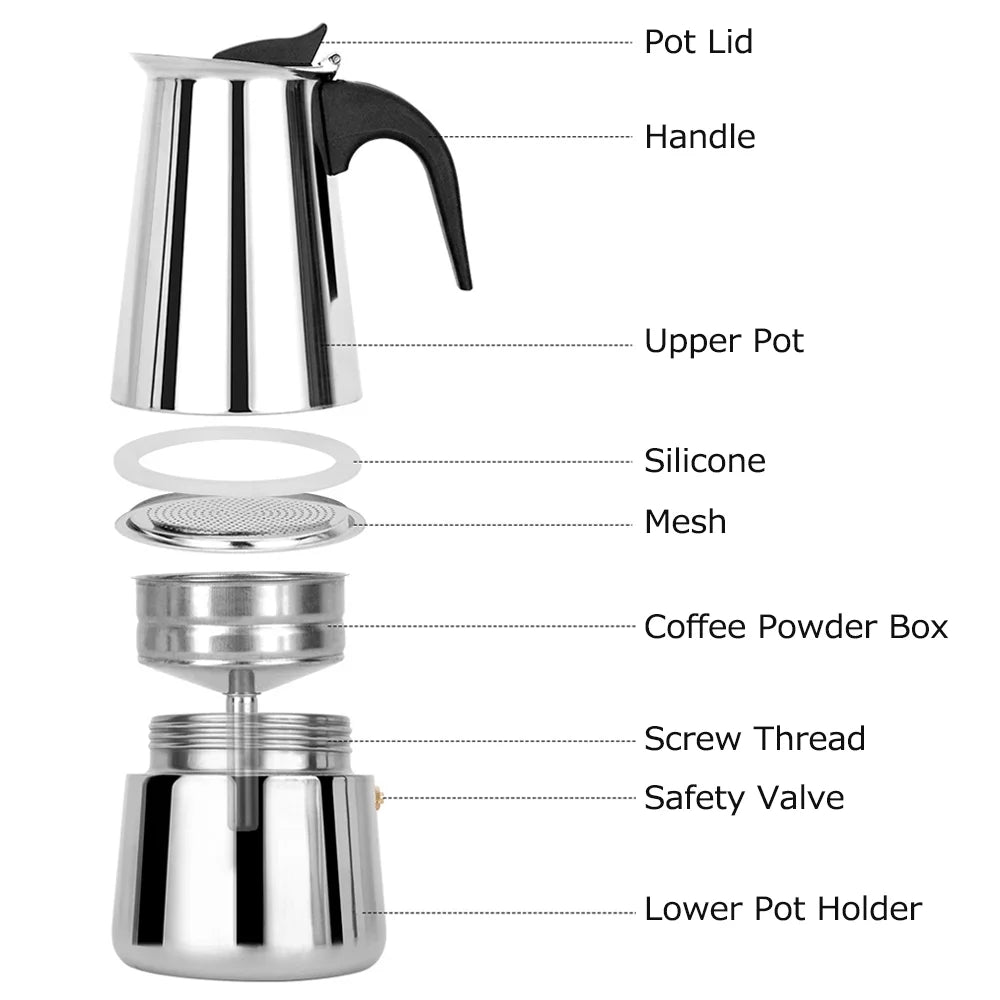 Uteam Stainless Steel Portable Electric Coffee Maker for Espresso Y53252