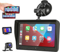 Portable Bluetooth Car Stereo Carplay Android Auto Reversing Monitor Kit, 7" Vehicle Backup Camera Set Driving Recorder Support 2 Split Screen/Bluetooth/DVR Loop Recording/Voice Control DC 9V-36V