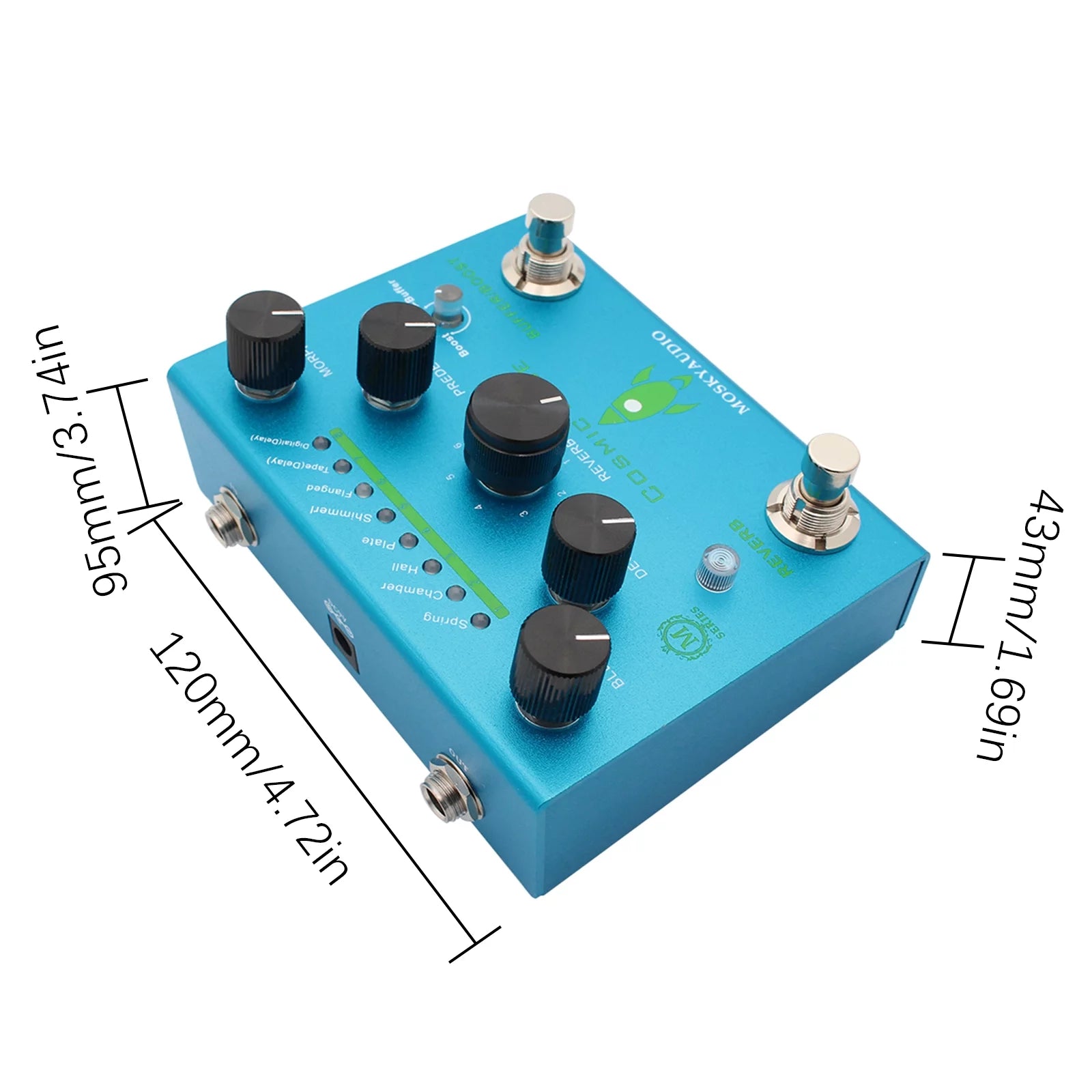 MOSKYAudio Guitar Effect Pedal Digital Reverb with 8-Mode Selection, COSMIC BLUE L67231