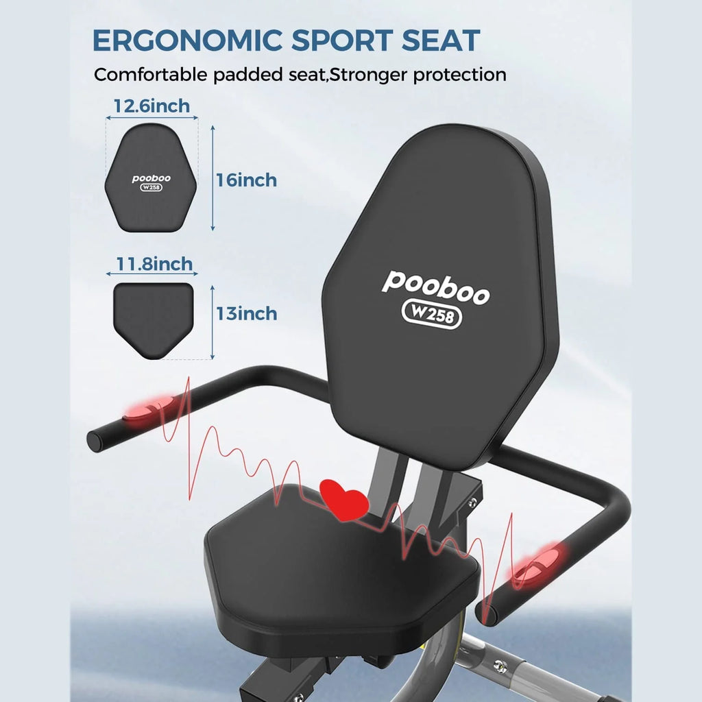 Pooboo Recumbent Exercise Bike Magnetic Resistance Indoor Cycling 380lb K92635