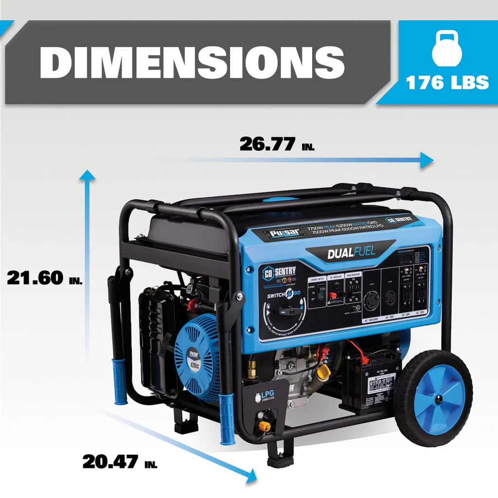 Pulsar 7,750-Watt Dual Fuel Portable Generator with Electric Start X1100