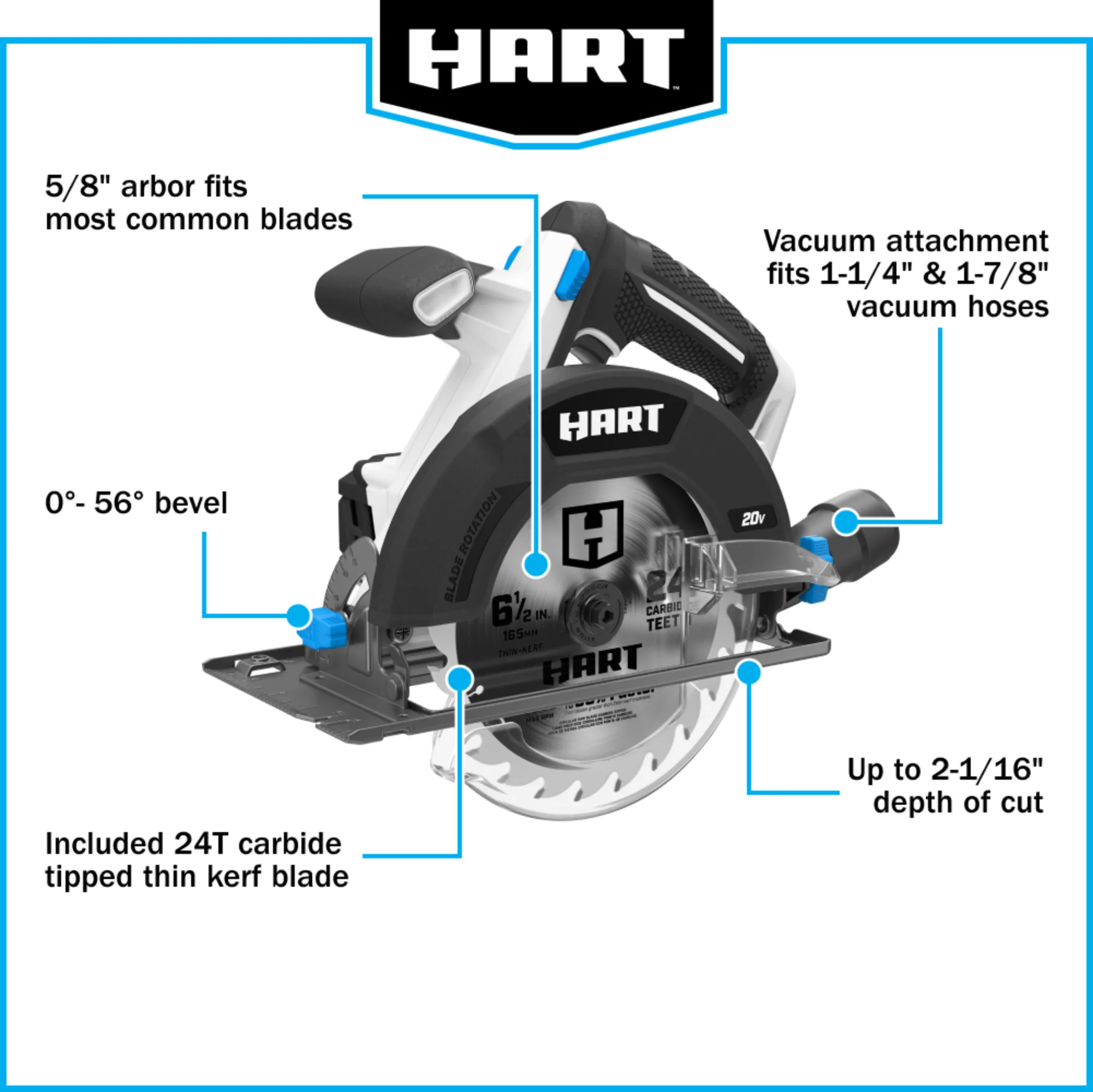 HART 20-Volt 6-1/2-inch Cordless Circular Saw Kit A236301