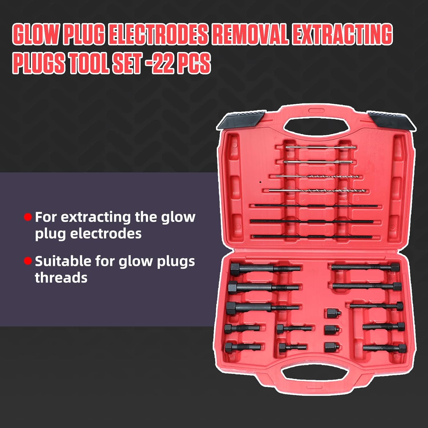 FXTUL Glow Plug Extraction Kit 22PCS Removal Tool for M8 & M10 D2341
