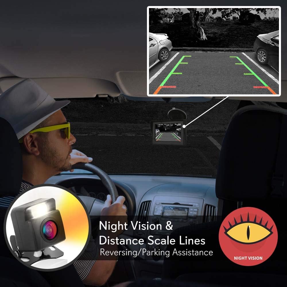 Pyle PLCM4580WIR Wireless Backup Rear View Camera with 4.3" Monitor, Night Vision, Pack of 2 D231303