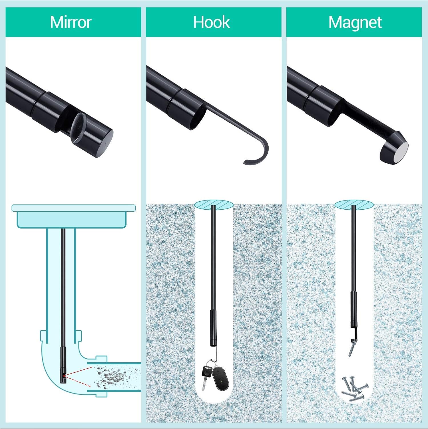 DEPSTECH WiFi Borescope 5.0MP HD Wireless Endoscope, Semi-Rigid, 33ft, Pack of 2 Q1748