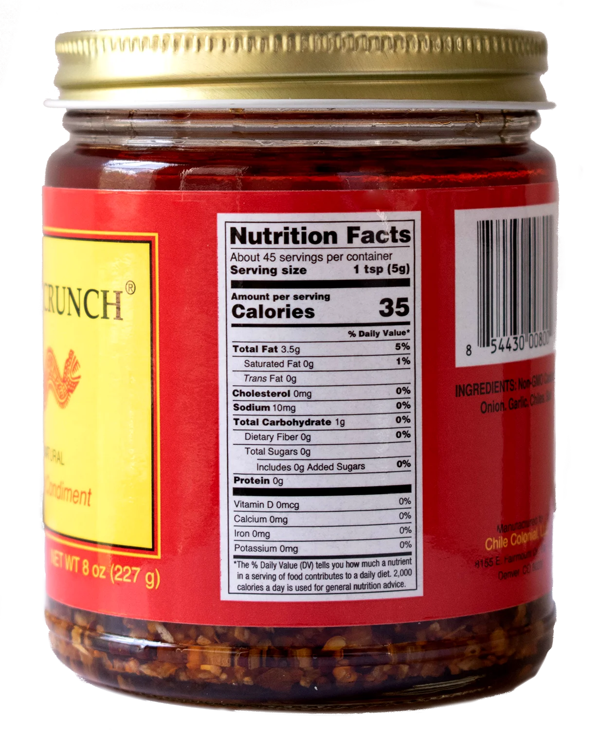 Chile Crunch All Natural Spicy Condiment, 1 Jar B68754