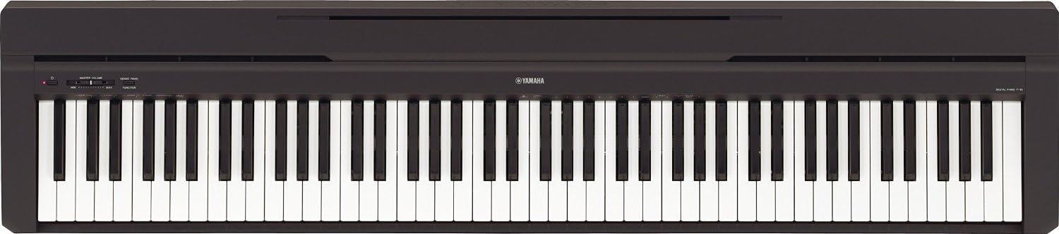 Yamaha P45B 88 Weighted Keys Digital Piano Bundle with Dust Cover and Key Sticker R2130