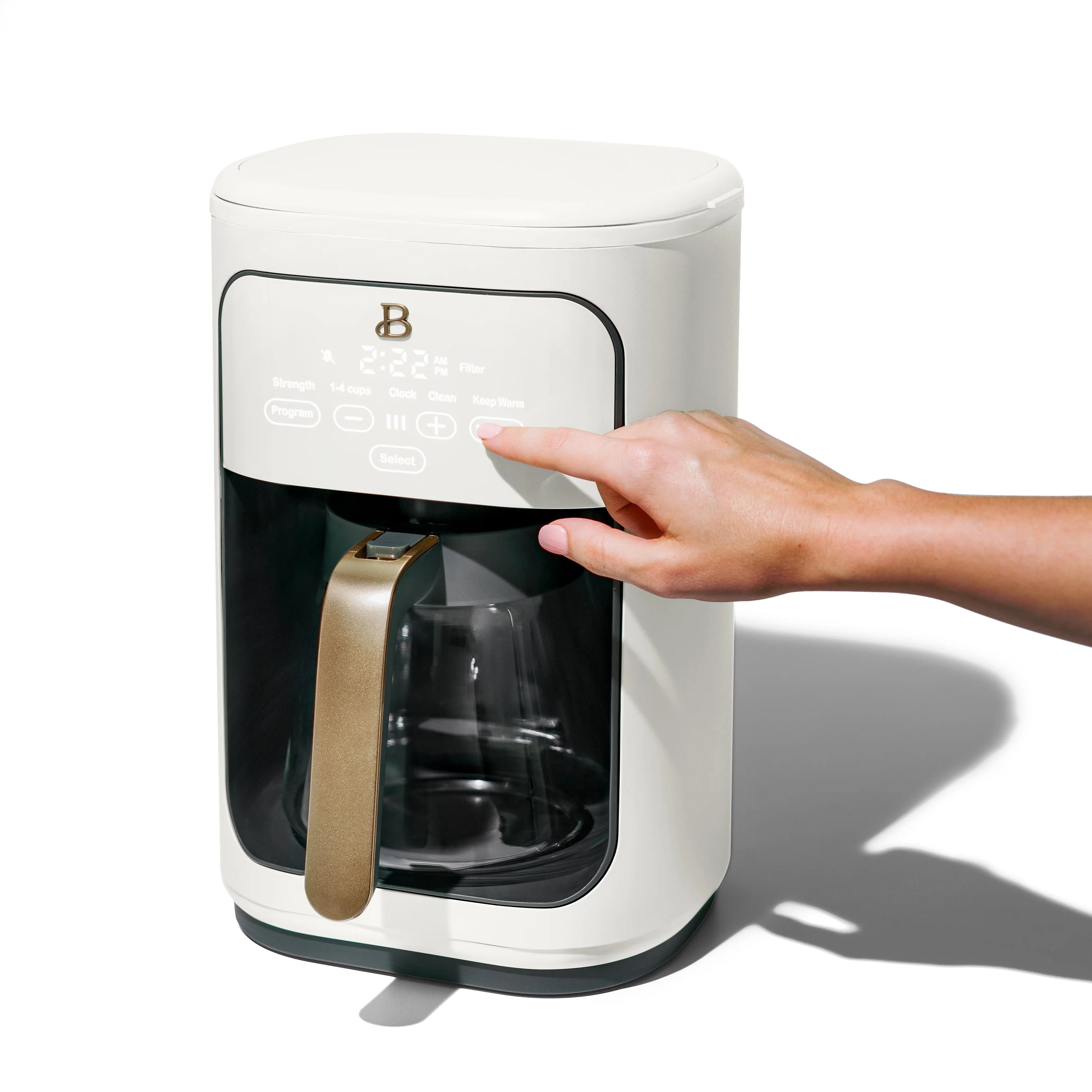 Beautiful 14-Cup Programmable Drip Coffee Maker with Touch Display, White Icing by Drew Barrymore F83994