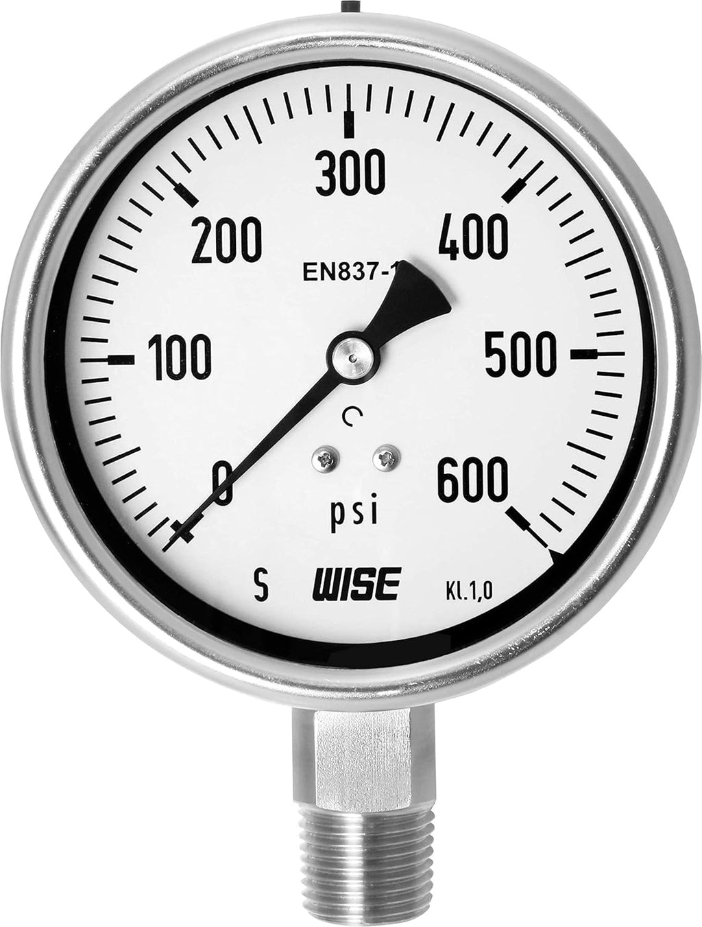 WISE Industrial Service Pressure Gauge P252 100mm Dial 0~400psi Stainless Steel, Pack of 2 I5732